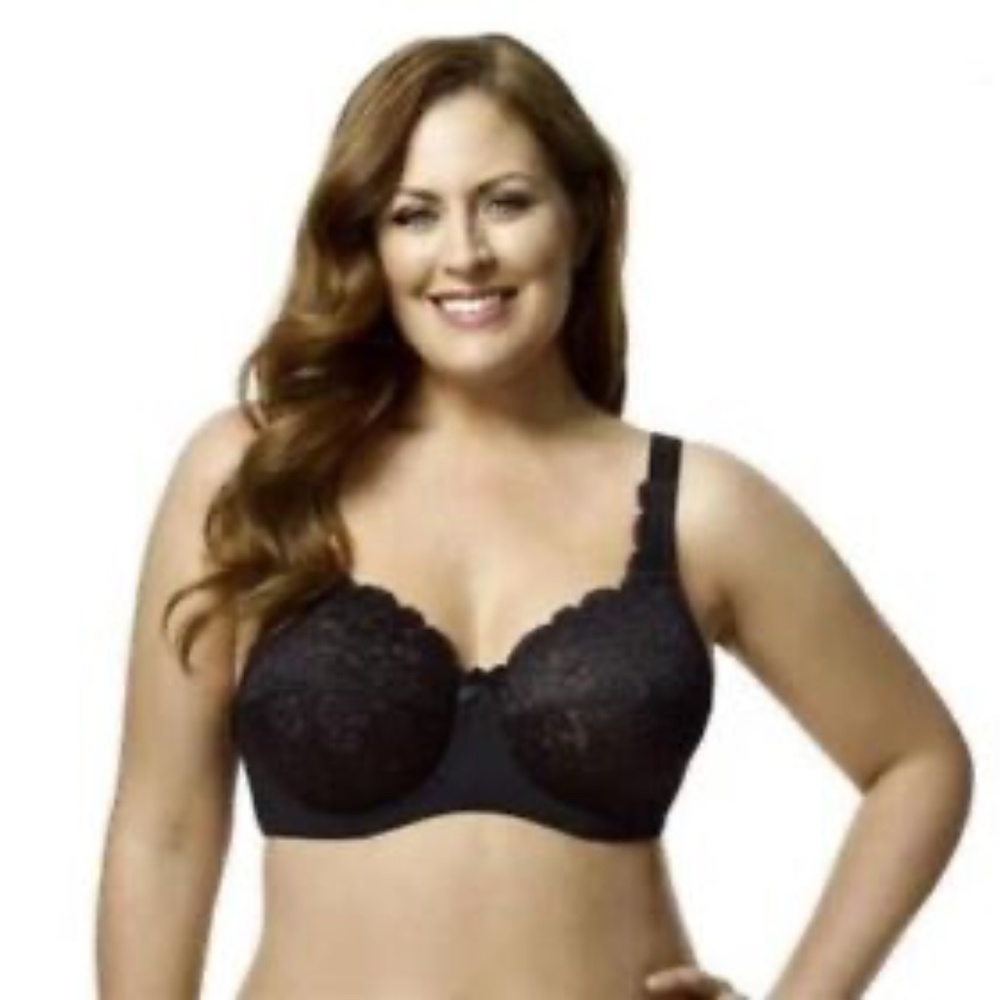 Elila Bra Size 46E Black 2311 Coverage Stretch Lace Underwire NWT - Picture 1 of 4